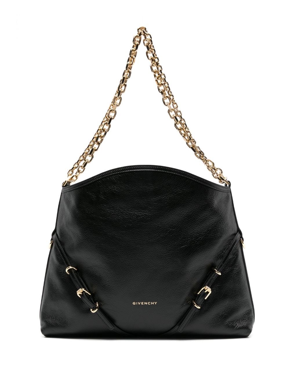 Shop Givenchy , Borsa Voyou Chain Media In Pelle In Nero