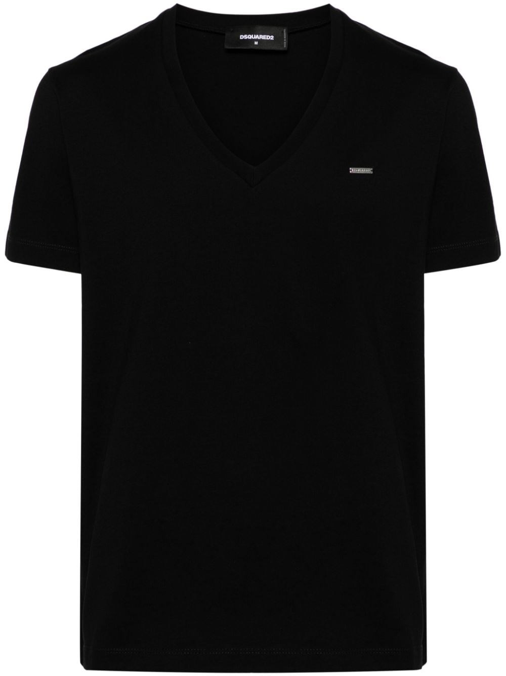 Shop Dsquared2 T-shirt Con Placca Logo In Nero