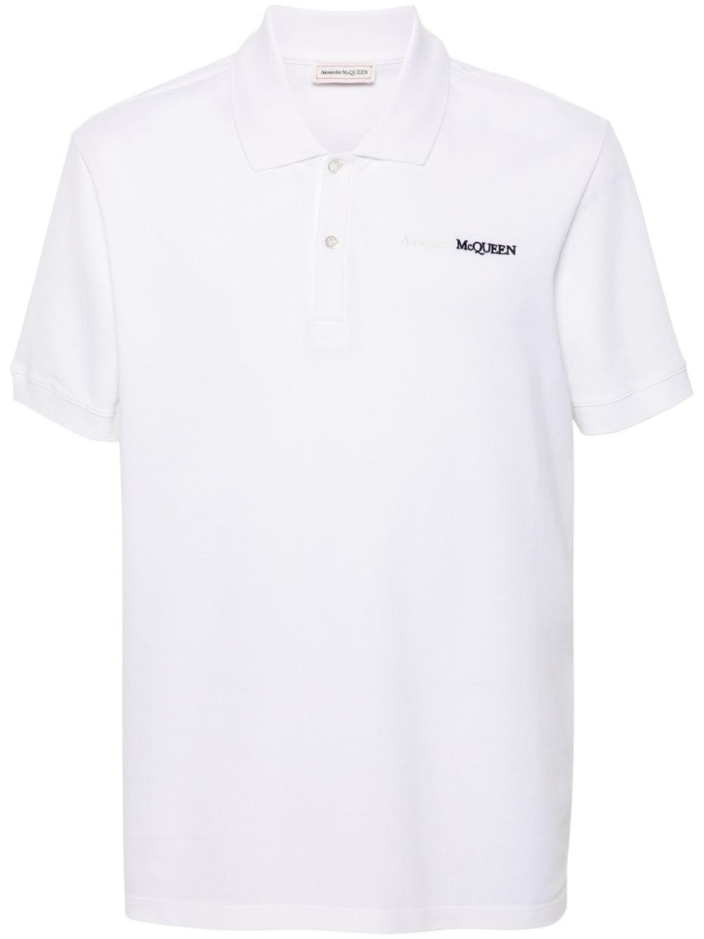 Shop Alexander Mcqueen Polo Con Ricamo In Bianco