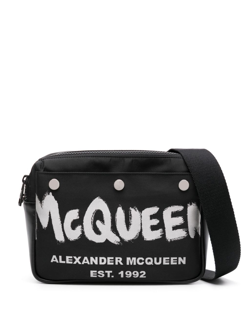 Alexander Mcqueen Borsa Messenger Con Stampa In Nero