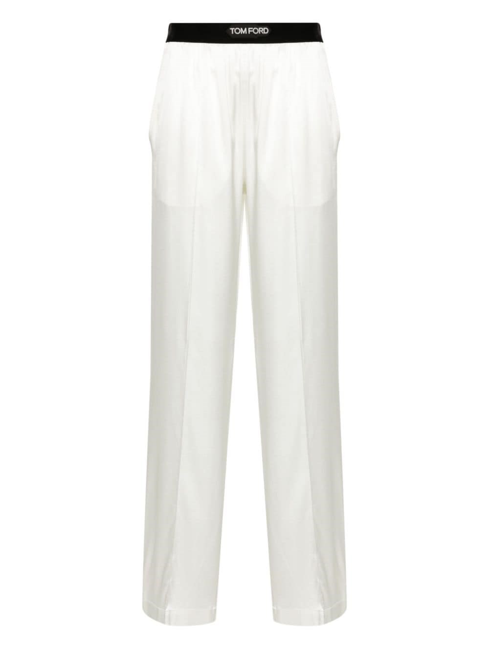 Shop Tom Ford Pantaloni Pigiama Con Rifinitura In Velluto In Bianco