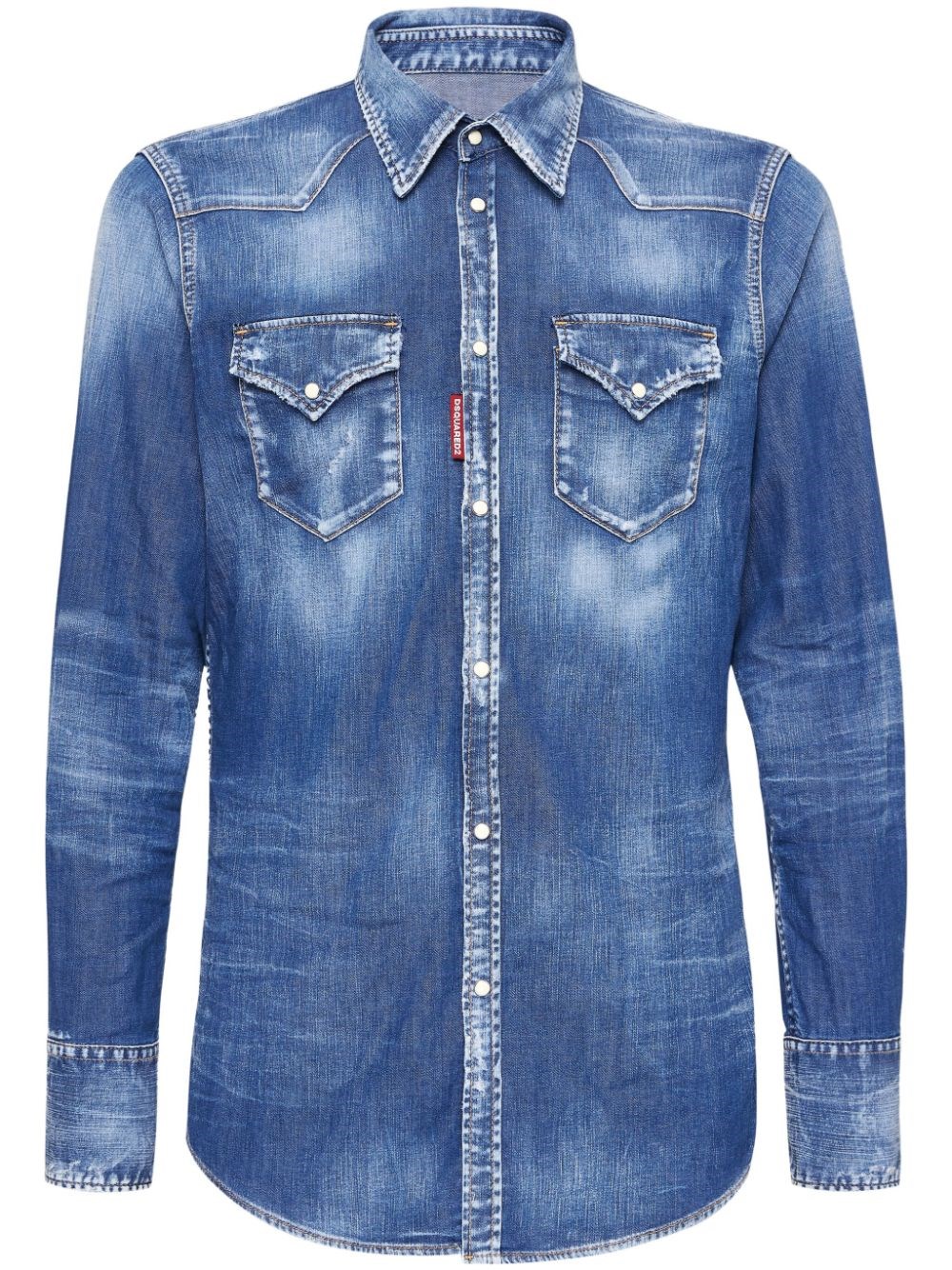 Shop Dsquared2 Stonewashed Denim Shirt In Blu