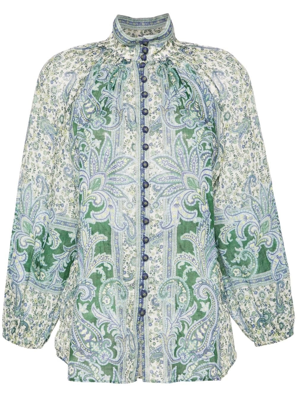 Shop Zimmermann Blusa Ottie Con Stampa Paisley In Verde