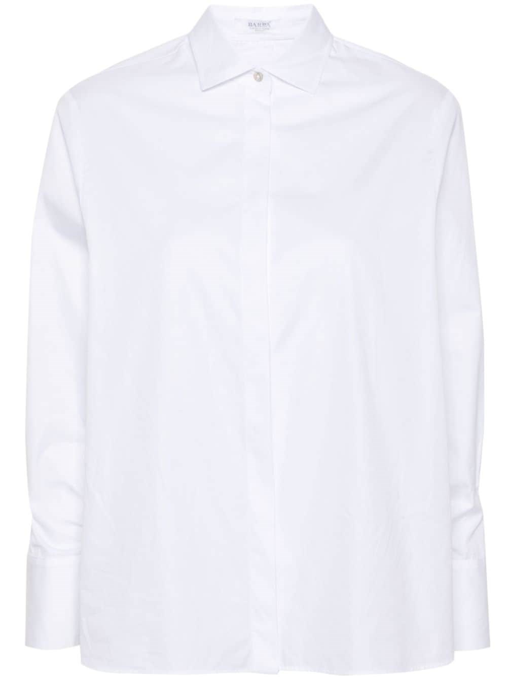 Shop Barba Camicia Bianca In Cotone In Nero