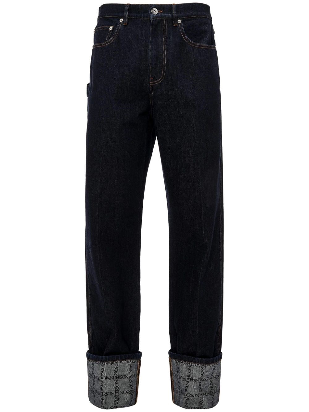 Shop Jw Anderson Jeans Dritti A Vita Media In Blu