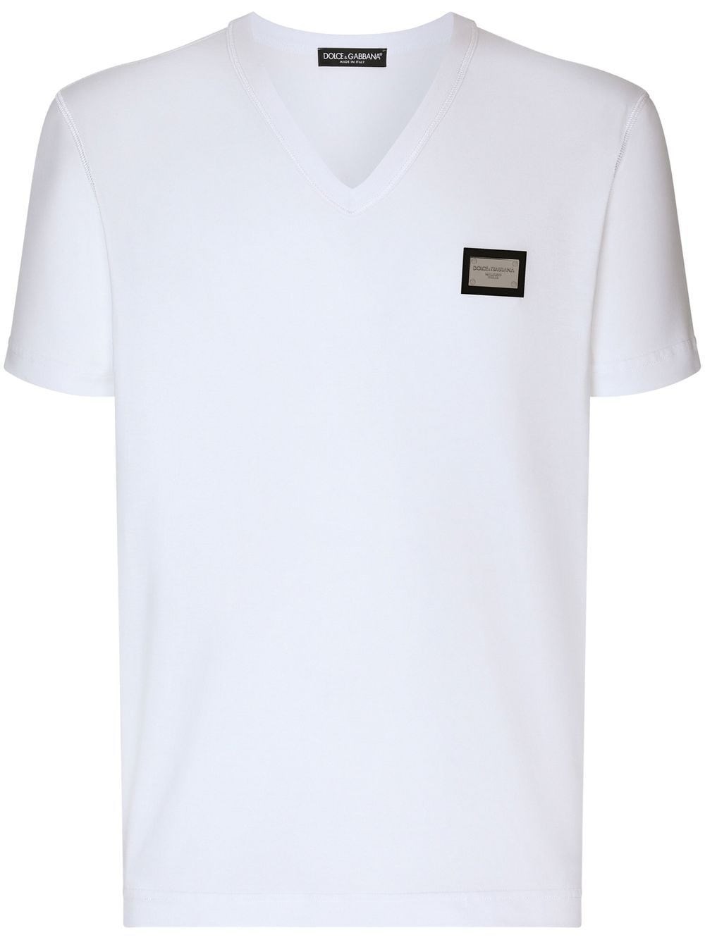 Shop Dolce & Gabbana T-shirt Con Scollo V In Bianco