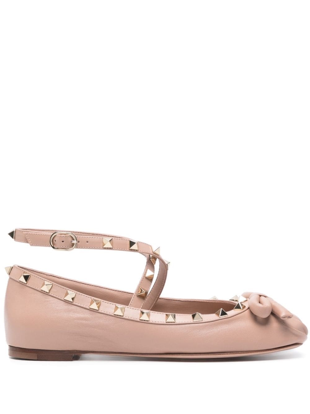 Shop Valentino Ballerine Rockstud In Pelle In Rosa