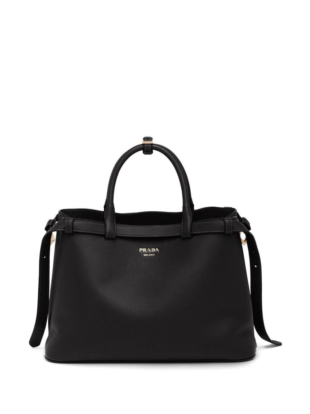 Shop Prada Borsa Tote Con Placca Logo In Nero