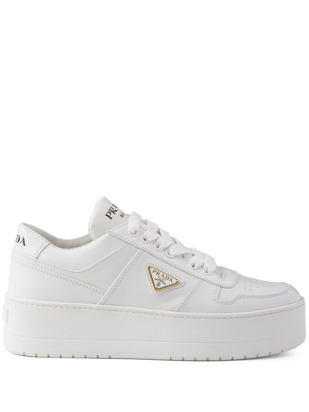 Shop Prada Sneakers Downtown Bold In Pelle In Bianco