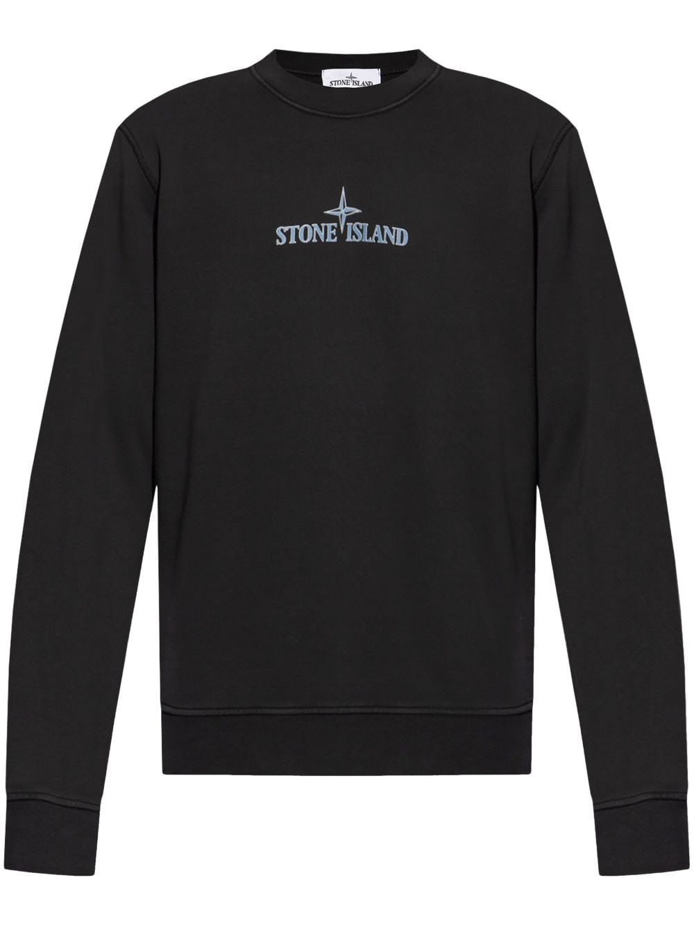 Shop Stone Island Felpa In Cotone Con Motivo Stampato In Nero