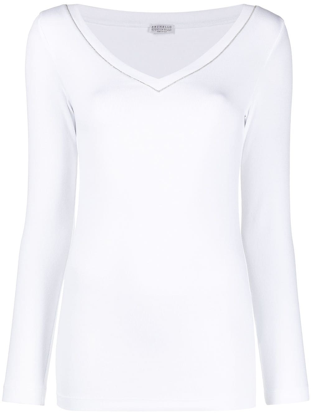 Shop Brunello Cucinelli Top Con Scollo A V In Bianco