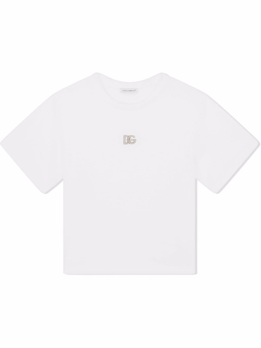 Shop Dolce & Gabbana Kids T-shirt Con Logo Dg In Bianco