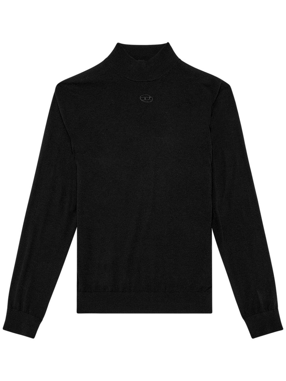 Shop Diesel K-gil Logo-embroidered Wool Jumper In Nero