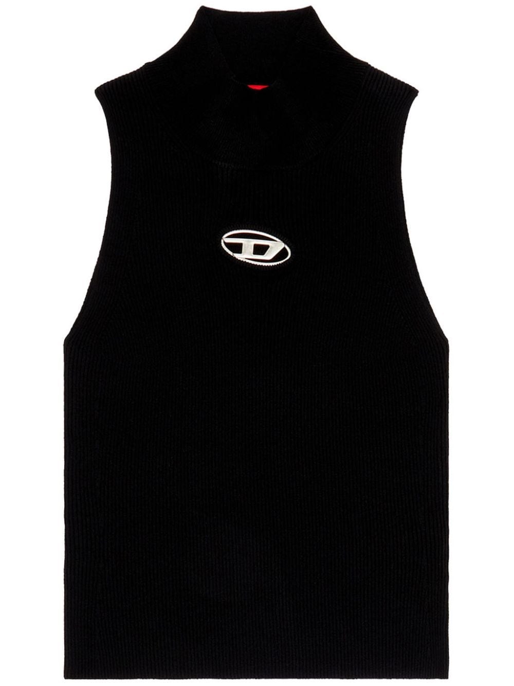 Shop Diesel M-onervax-top Logo Tank Top In Nero