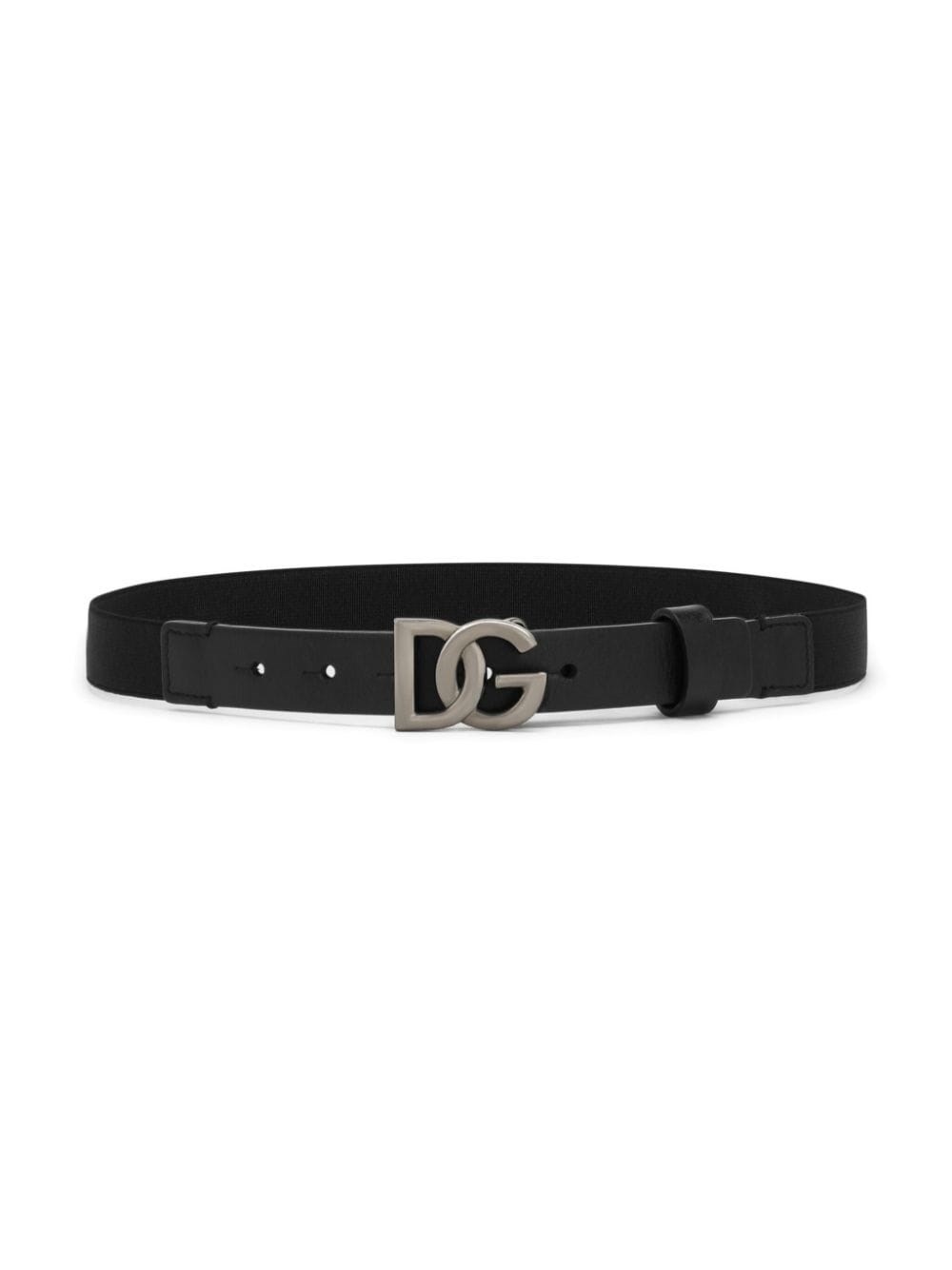 Shop Dolce & Gabbana Kids Dg Plaque Elasticated Belt In Nero