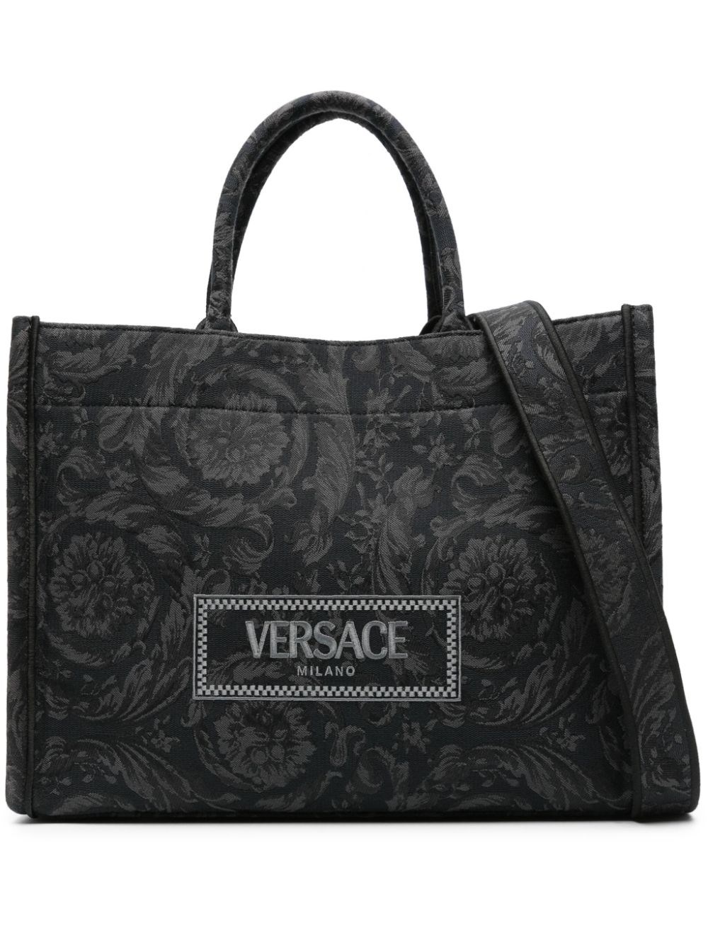 Shop Versace Borsa Tote Barocco Athena Grande In Nero