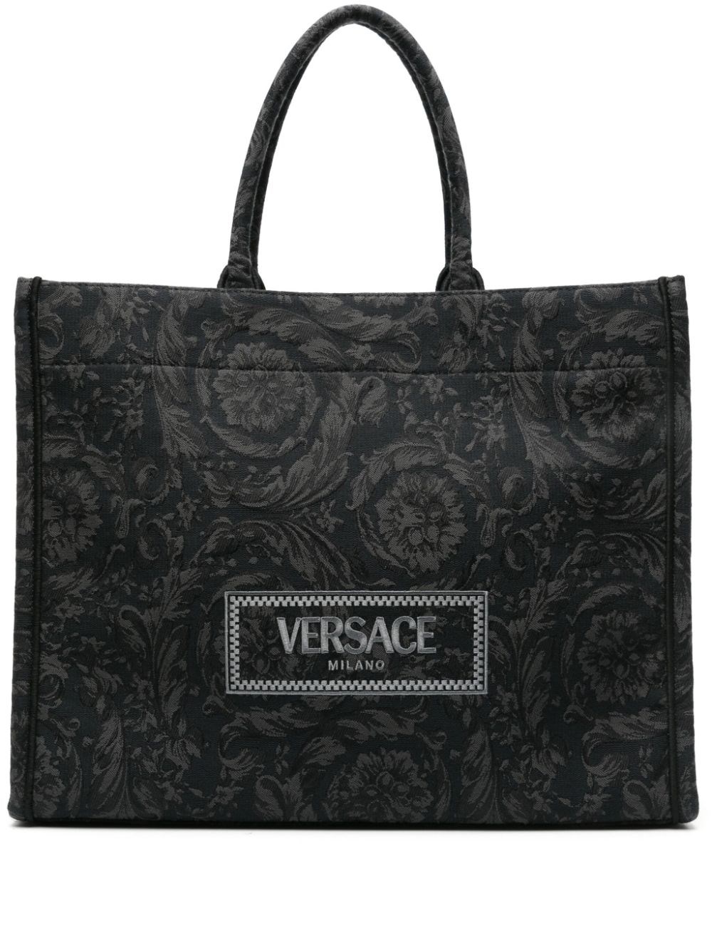 Shop Versace Borsa Tote Barocco Athena In Nero