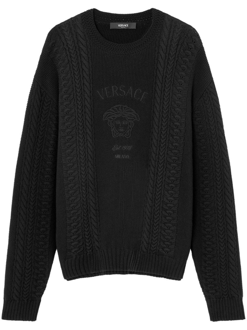 Shop Versace Maglione Con Ricamo In Nero