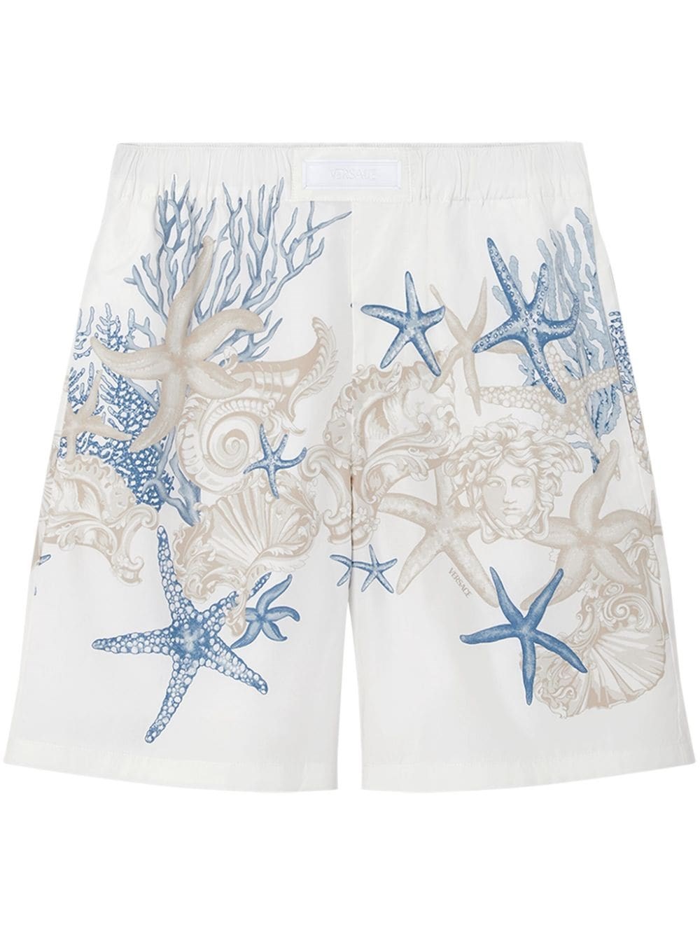 Shop Versace Shorts Con Stampa Barocco Sea In Bianco