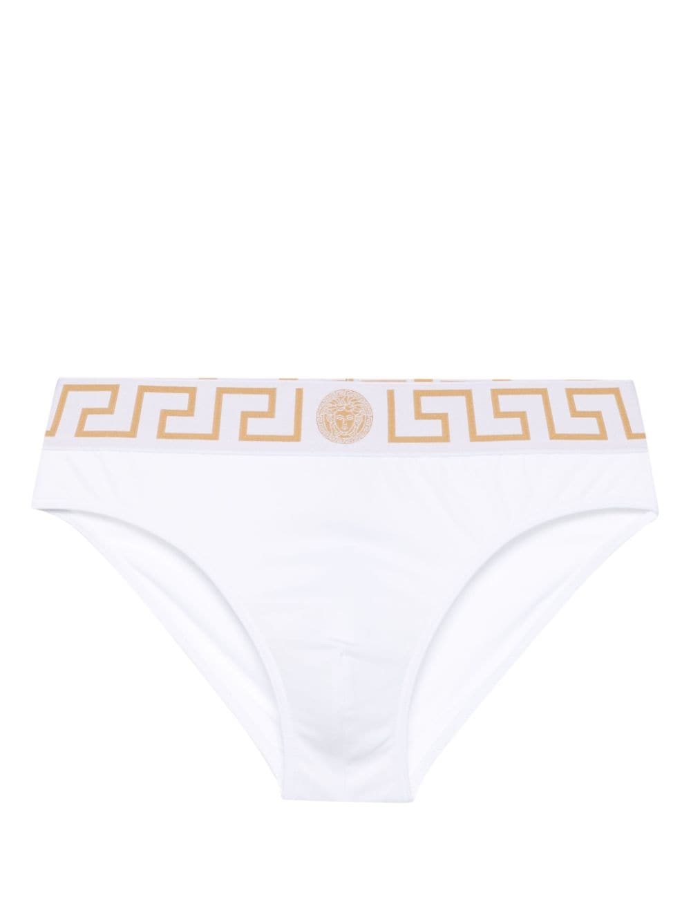 Shop Versace Costume Da Bagno Con Vita Greca In Bianco