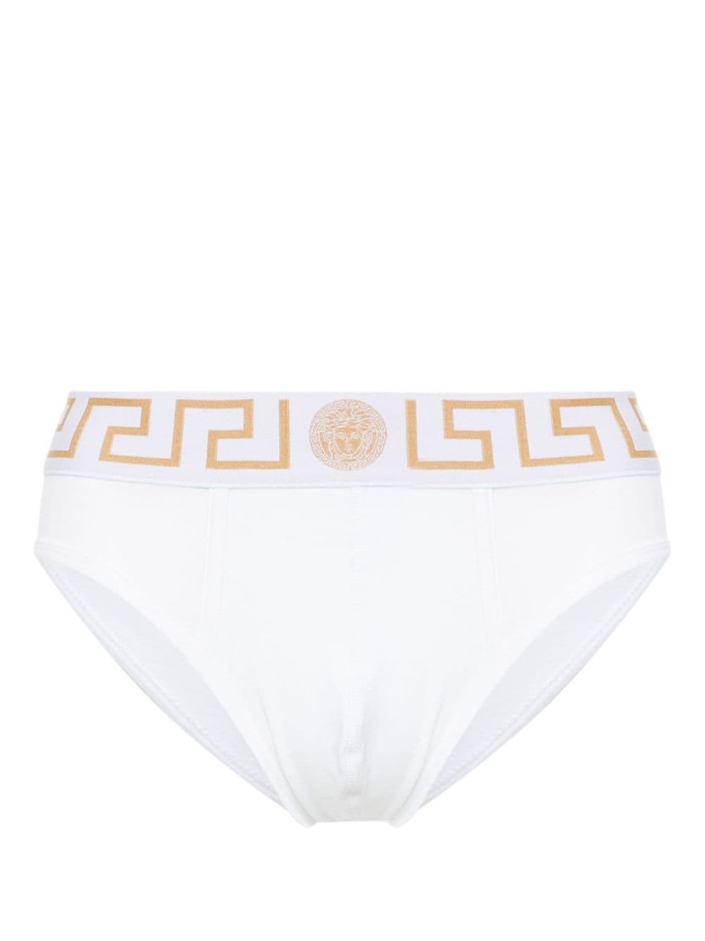 Shop Versace Slip Greca Border In Bianco