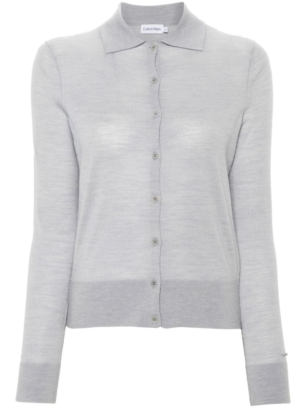 Shop Calvin Klein Cardigan Con Placca Logo In Grigio