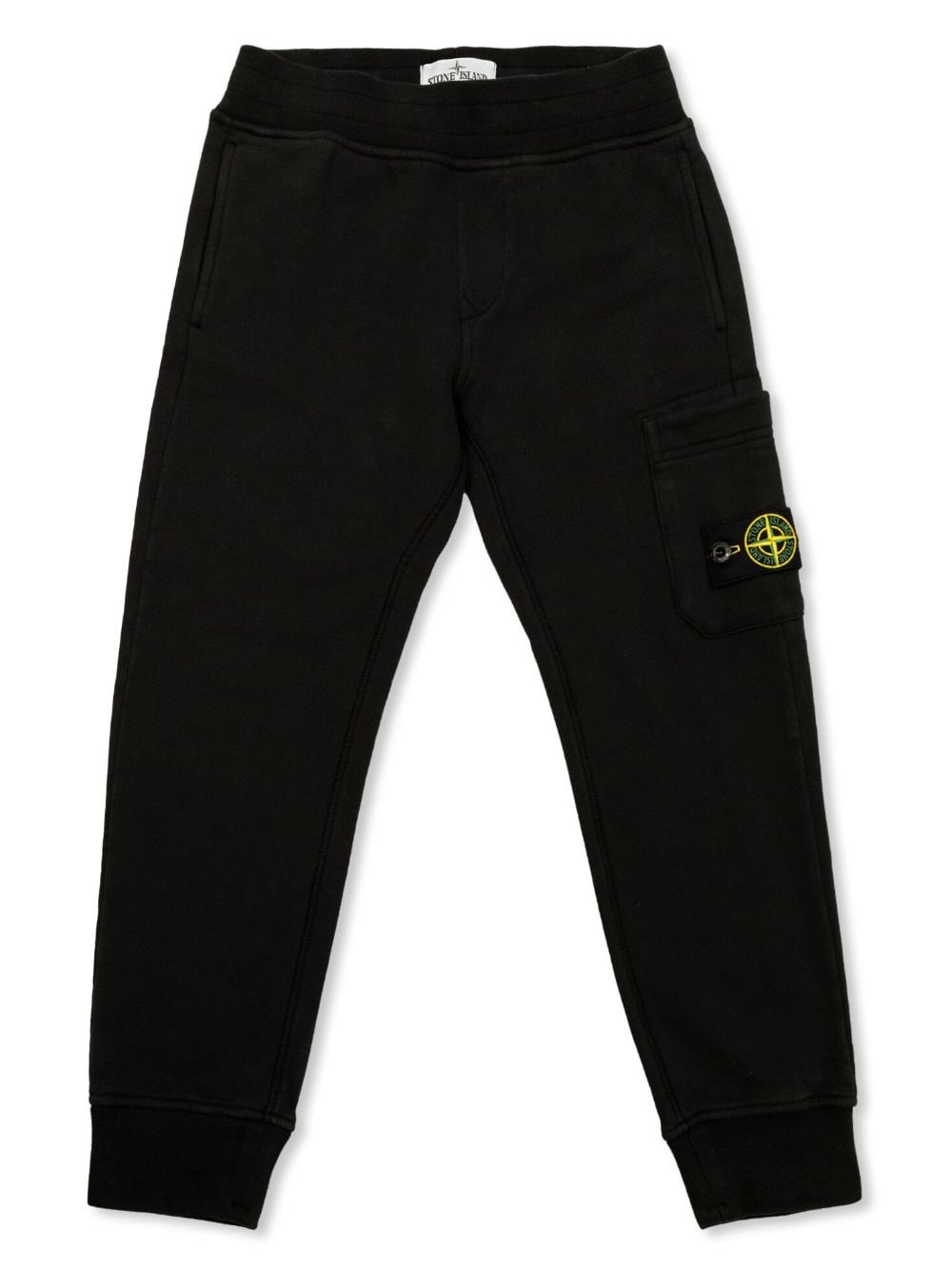 Shop Stone Island Junior Pantaloni Sportivi Con Applicazi In Nero