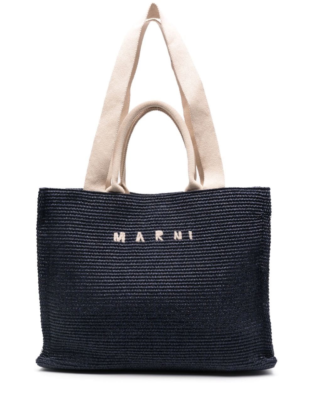 Shop Marni Borsa Tote Con Ricamo In Blu