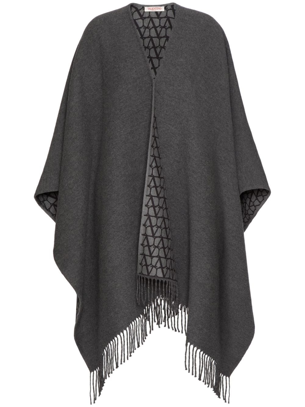 Shop Valentino Garavani, Poncho Double  In Grigio