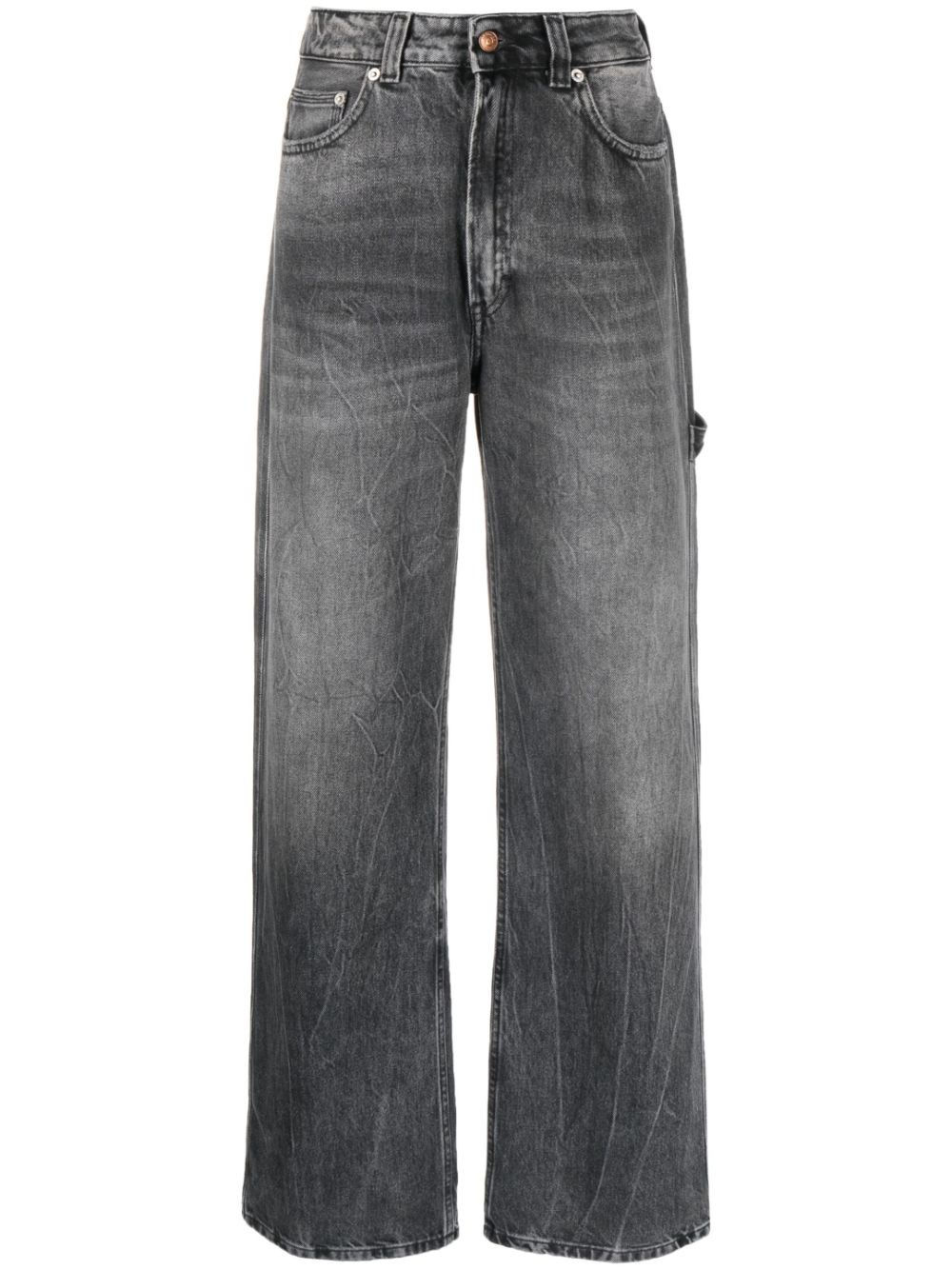 Shop Haikure Jeans A Gamba Ampia In Nero