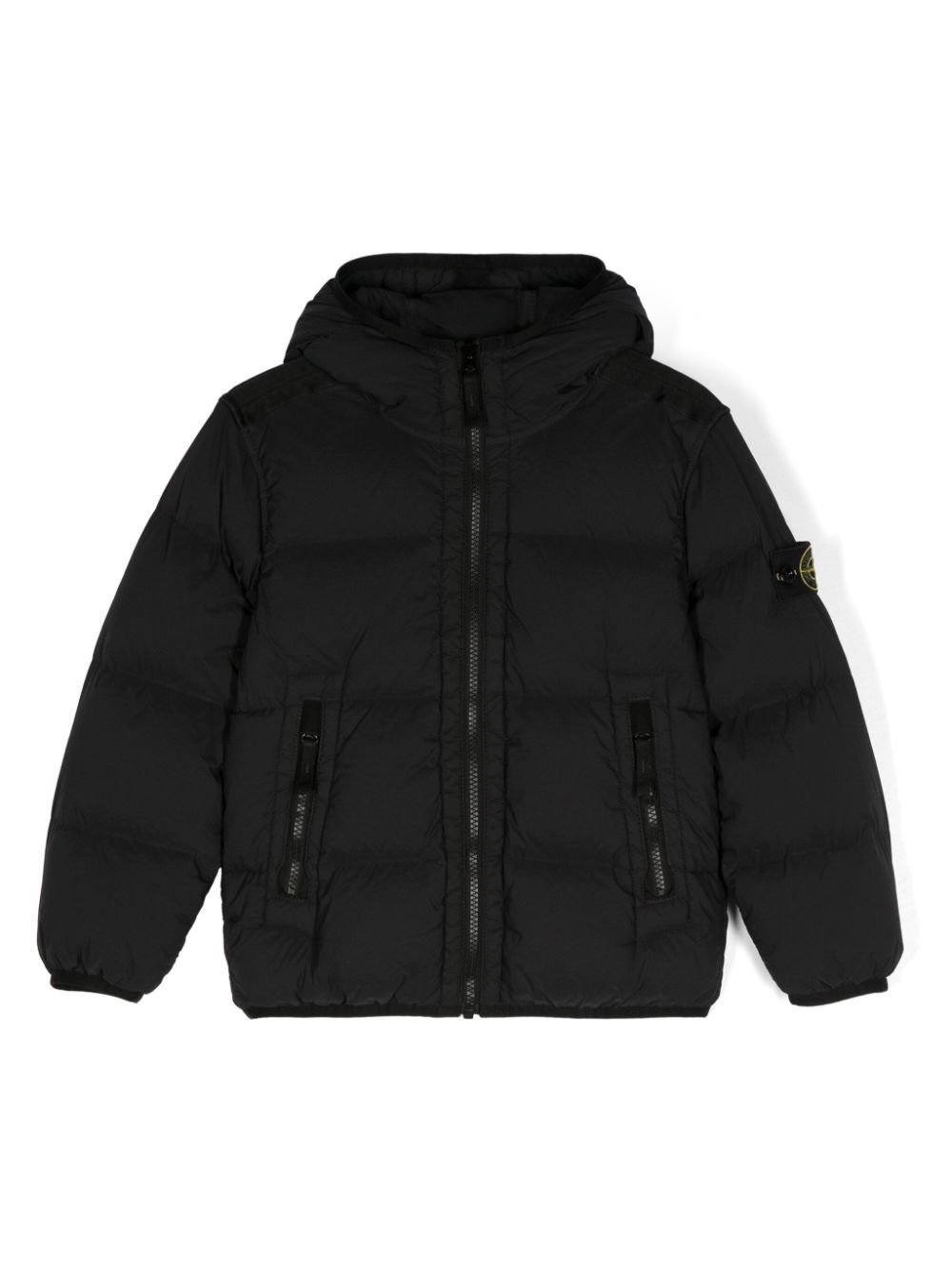 Shop Stone Island Junior Piumino Con Applicazione Compass In Nero