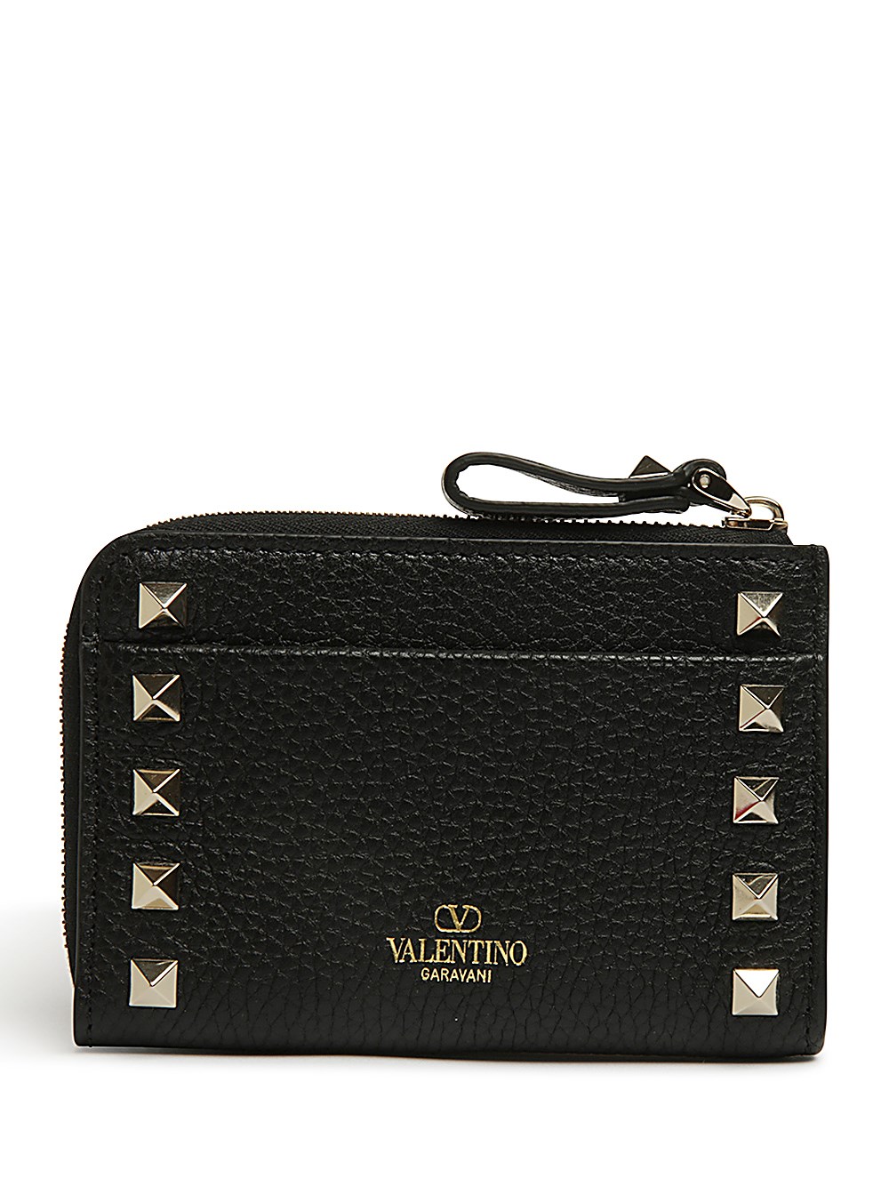 Shop Valentino Garavani Rockstud Leather Wallet In Nero