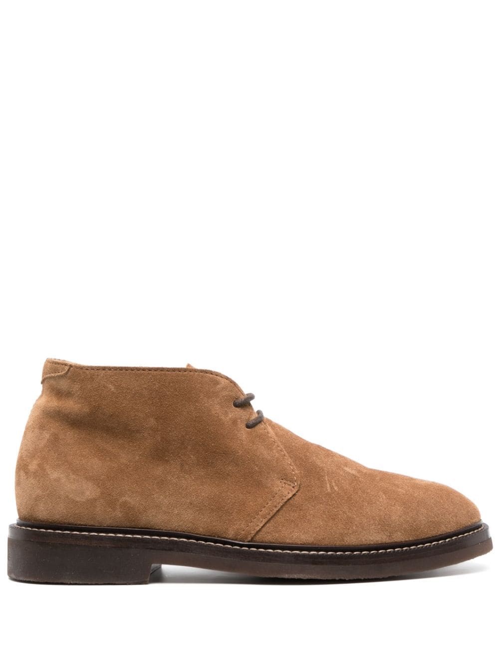 Shop Brunello Cucinelli Stivali Chukka In Camoscio In Marrone