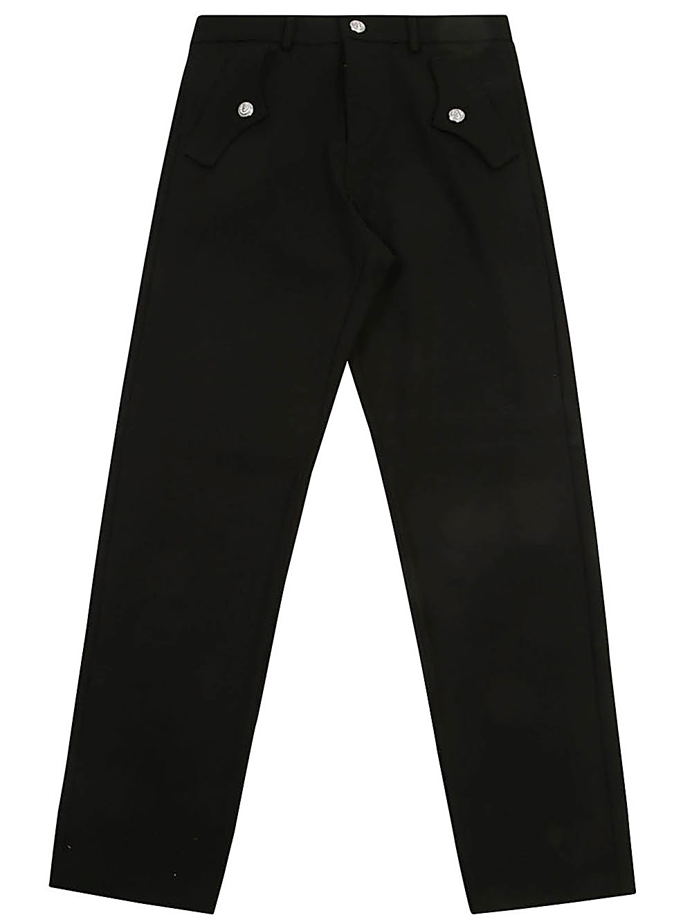 Shop Balmain Kids Pantaloni Dritti Con Bottoni Logati In Nero