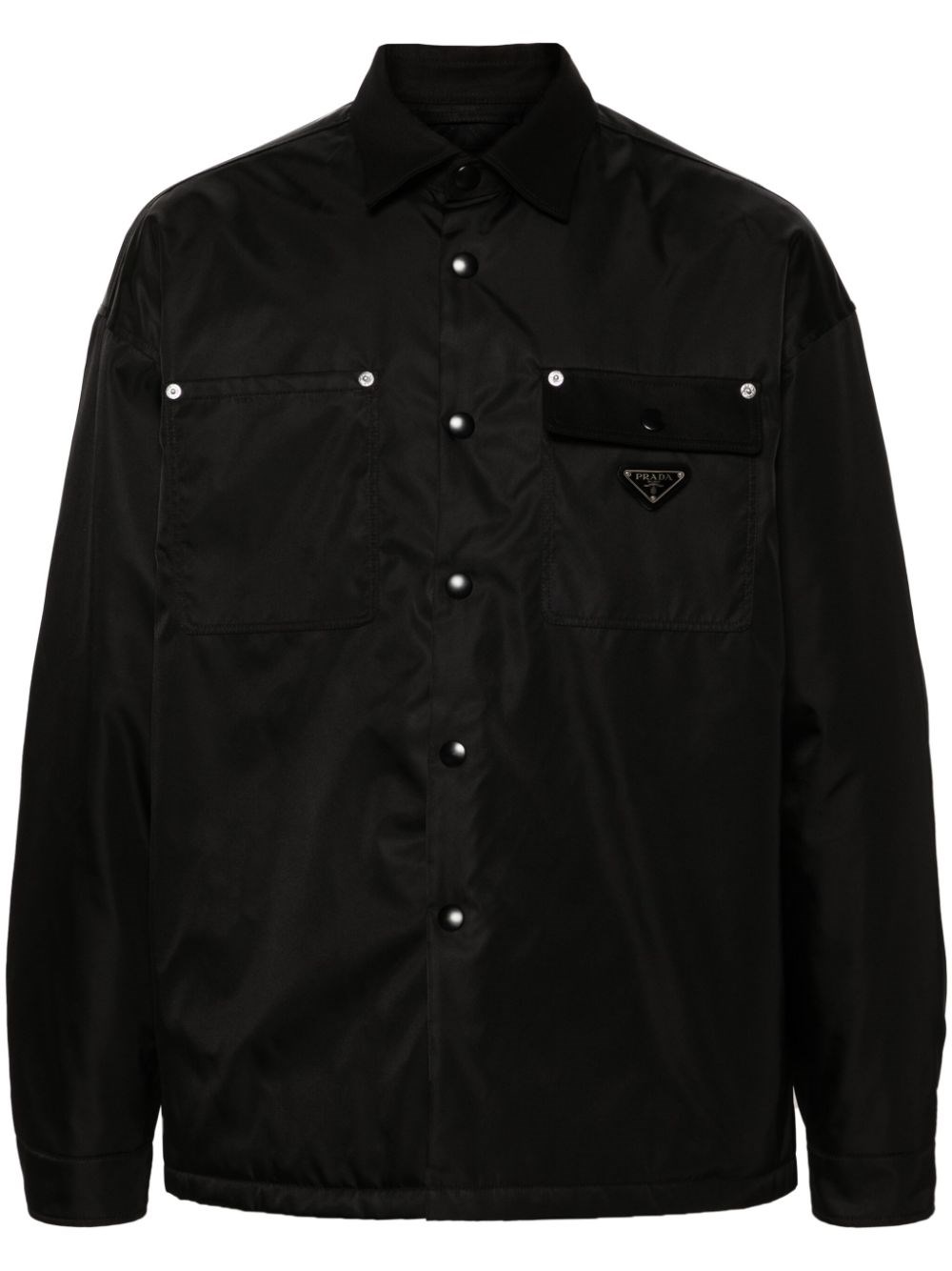 Shop Prada Giacca-camicia Con Abbottonatura Automatica In Nero