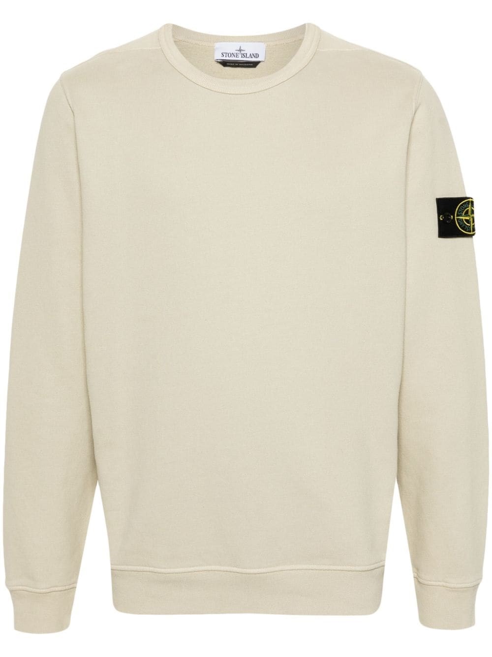 Shop Stone Island Felpa Con Applicazione Compass In Bianco