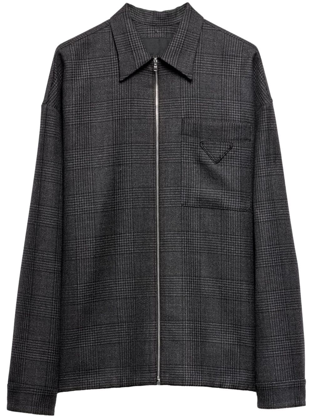 Shop Prada Camicia Con Zip In Grigio