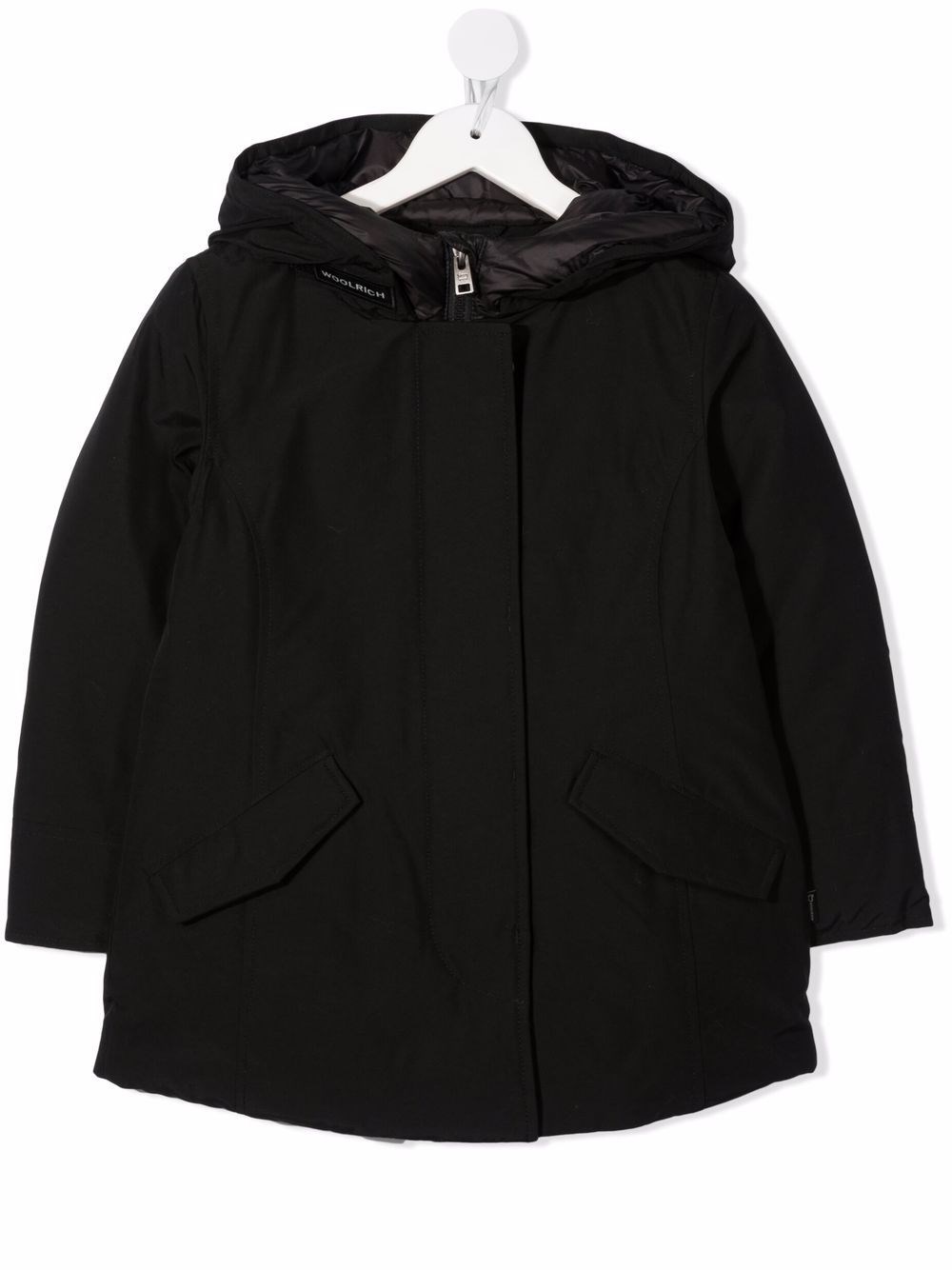 Shop Woolrich Kids Cappotto Con Cappuccio In Nero