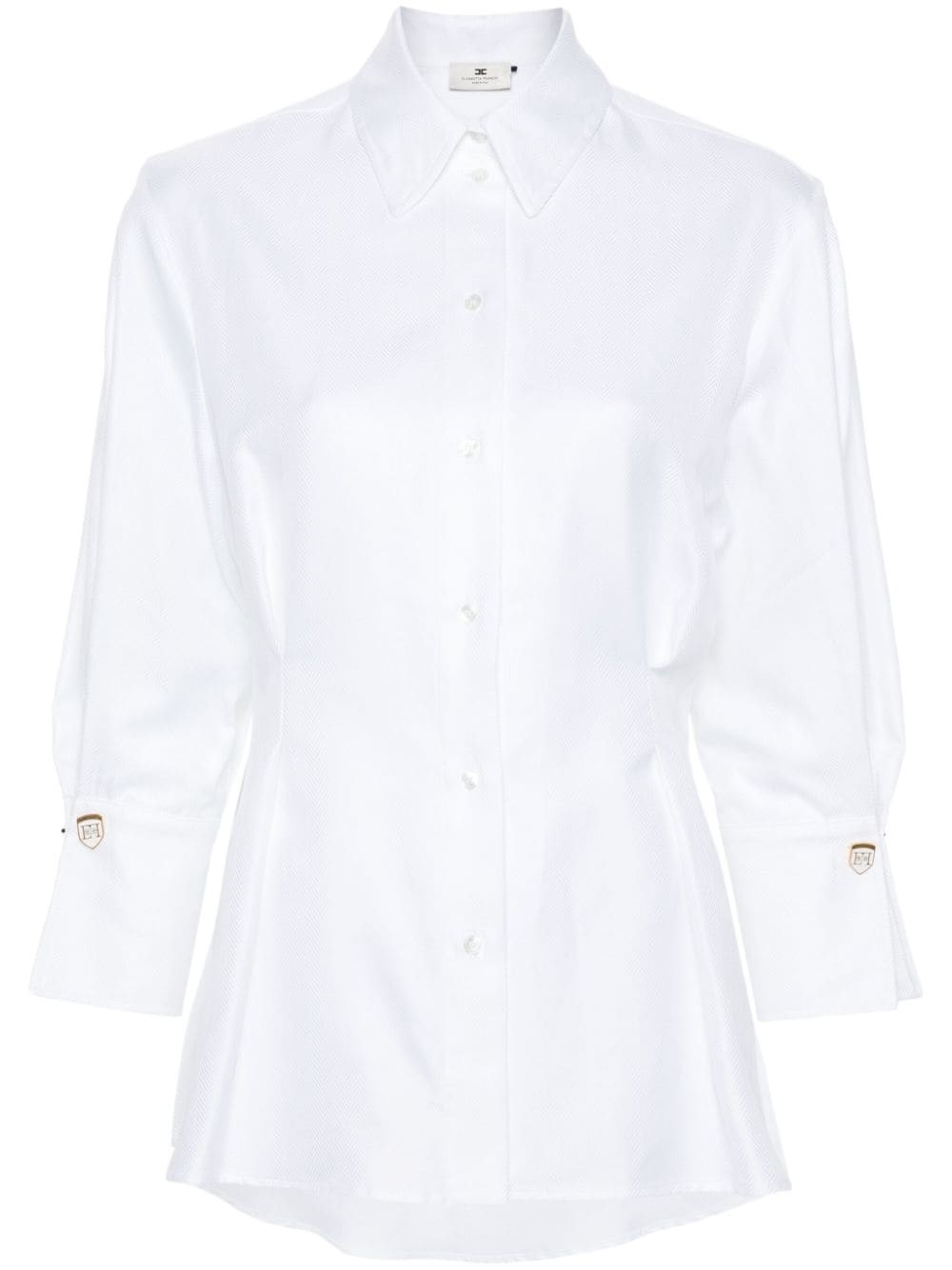 Shop Elisabetta Franchi Camicia Con Motivo Chevron In Bianco