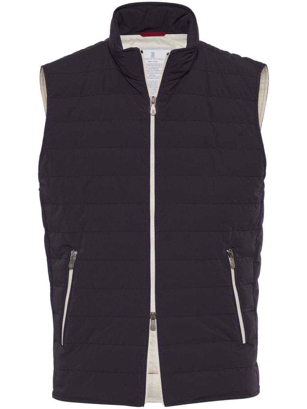 Shop Brunello Cucinelli Gilet Trapuntato A Collo Alto In Blue