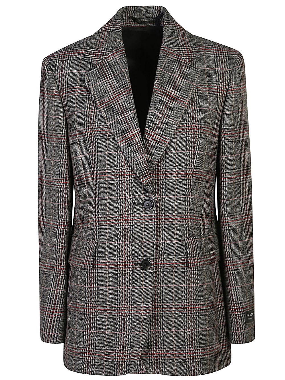 Shop Prada Blazer A Quadri Principe Di Galles In Grigio