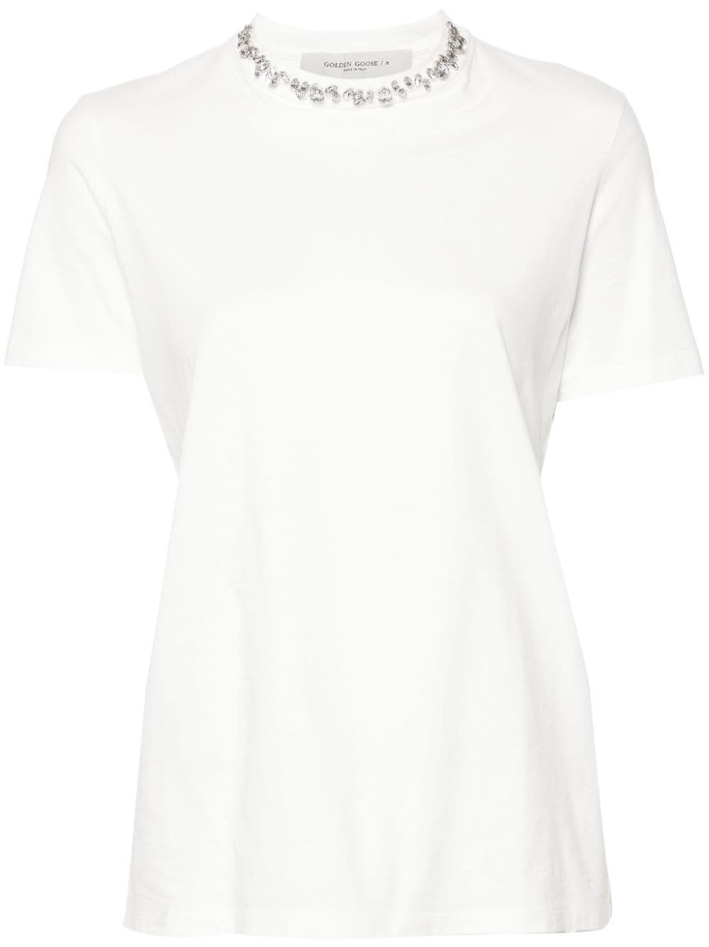 Shop Golden Goose T-shirt Con Strass In Bianco