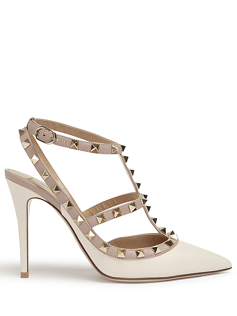 Shop Valentino Garavani Pumps Slingback Rockstud In Pell In Bianco