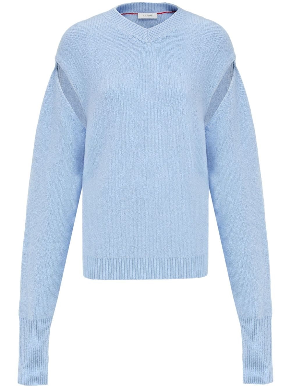 Shop Ferragamo Maglione A Strati In Cashmere In Blu