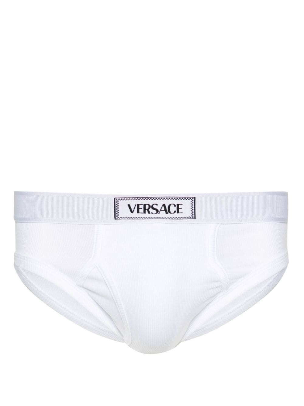 Shop Versace Slip Con Banda Logo Anni '90 In Bianco