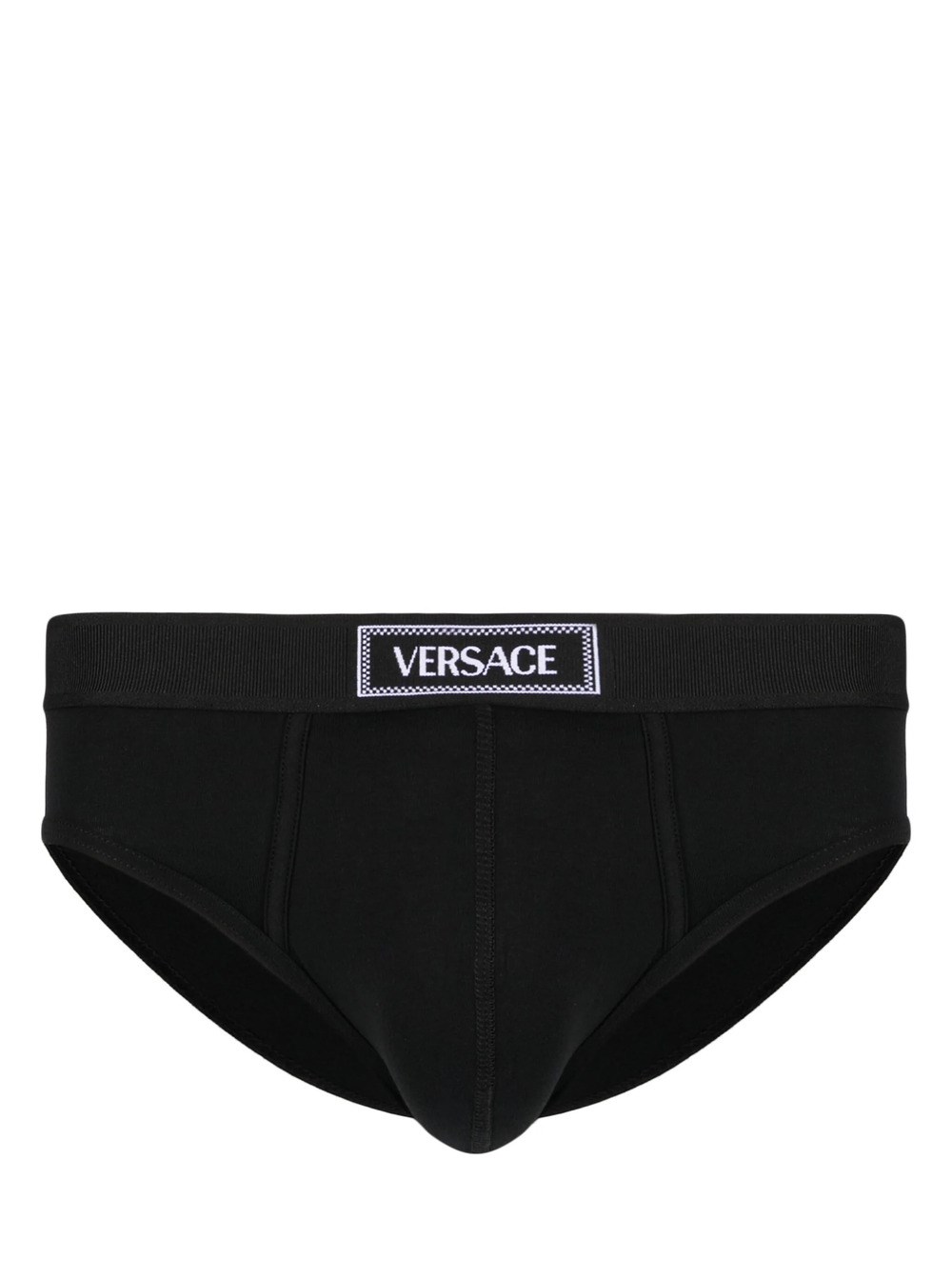 Shop Versace Slip Con Banda Logo  Anni '90 In Nero