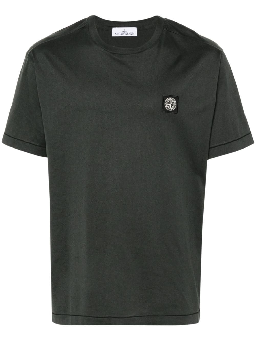 Shop Stone Island T-shirt Con Applicazione Compass In Grigio