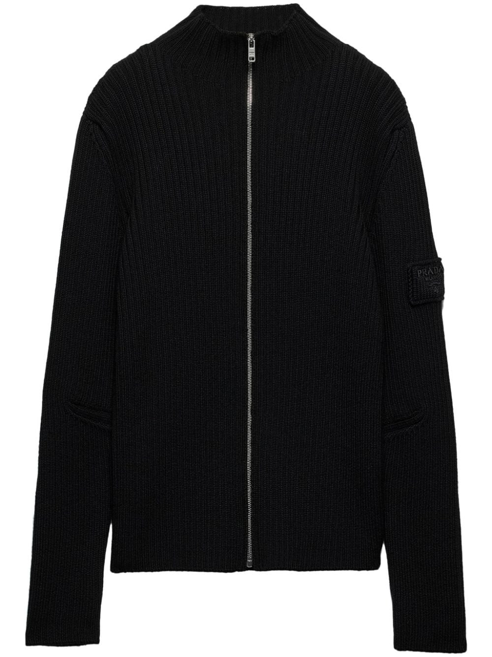 Shop Prada Cardigan Pesante In Nero