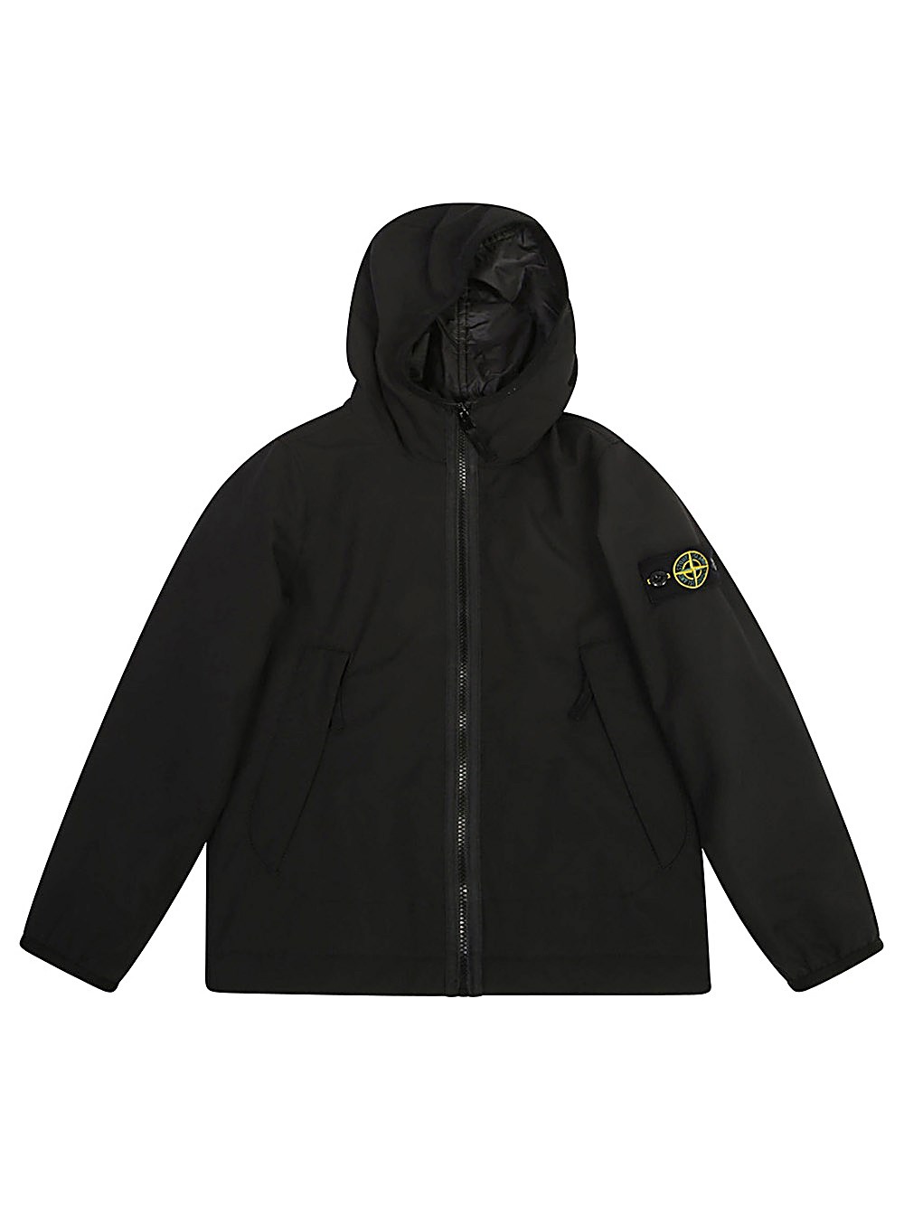 Shop Stone Island Junior Giacca Con Cappuccio In Nero