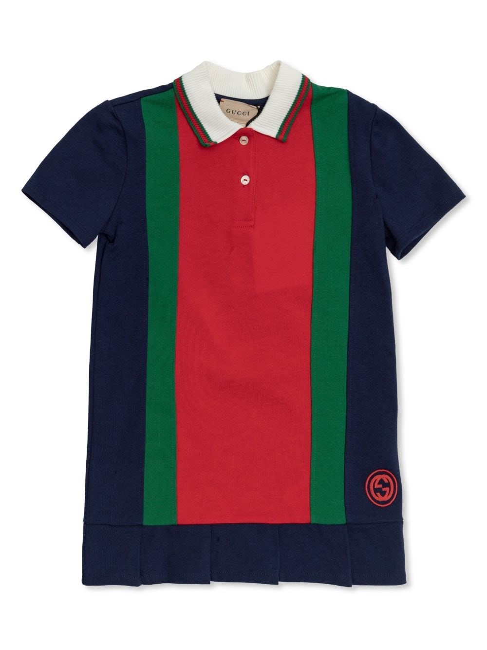 Shop Gucci Kids Abito Modello Polo Con Decorazione Web In Blu